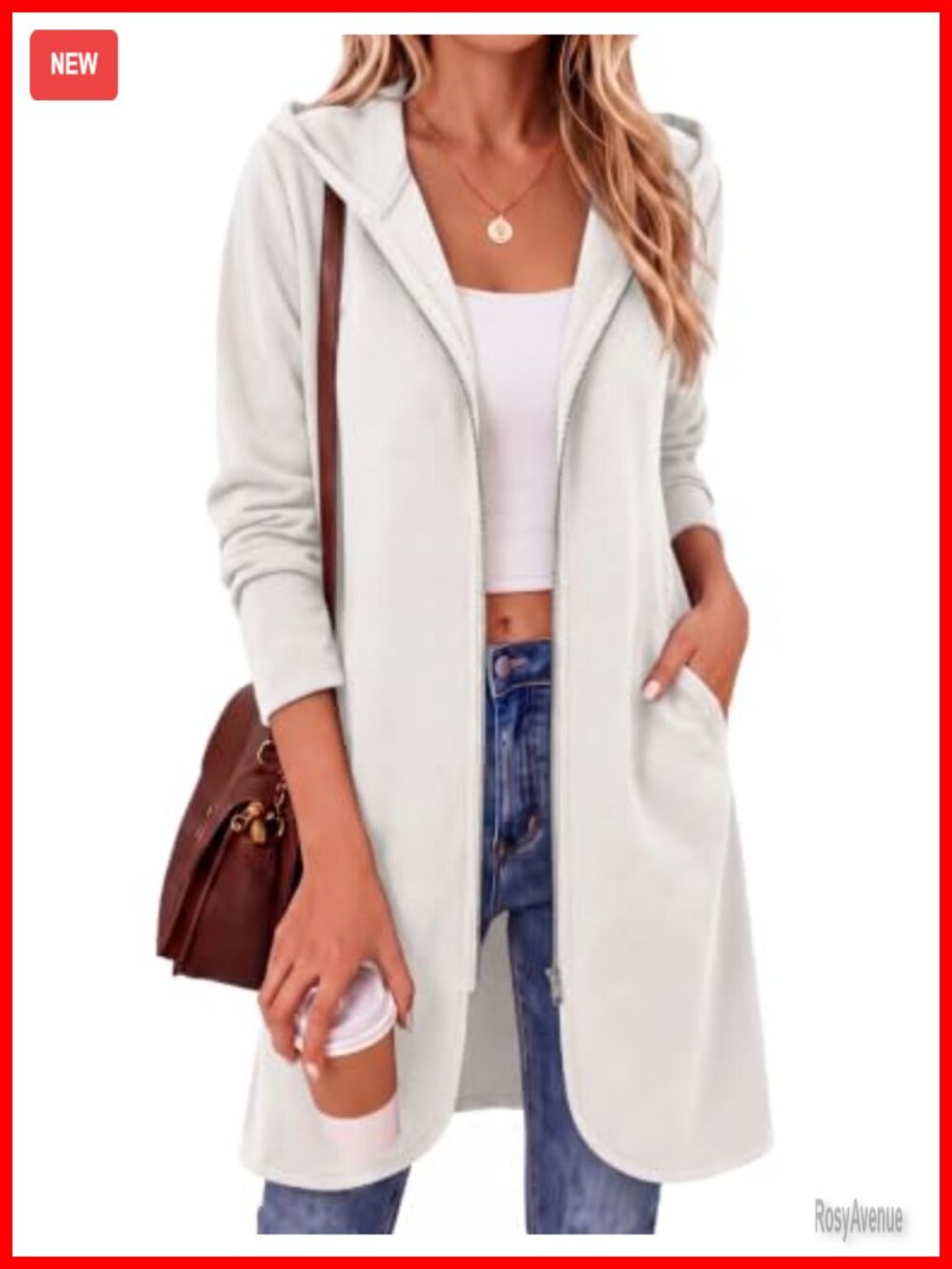 Zeagoo Women's Zip Up Hoodie Oversized Long Fleece Sweatshirt Tunic with Pockets